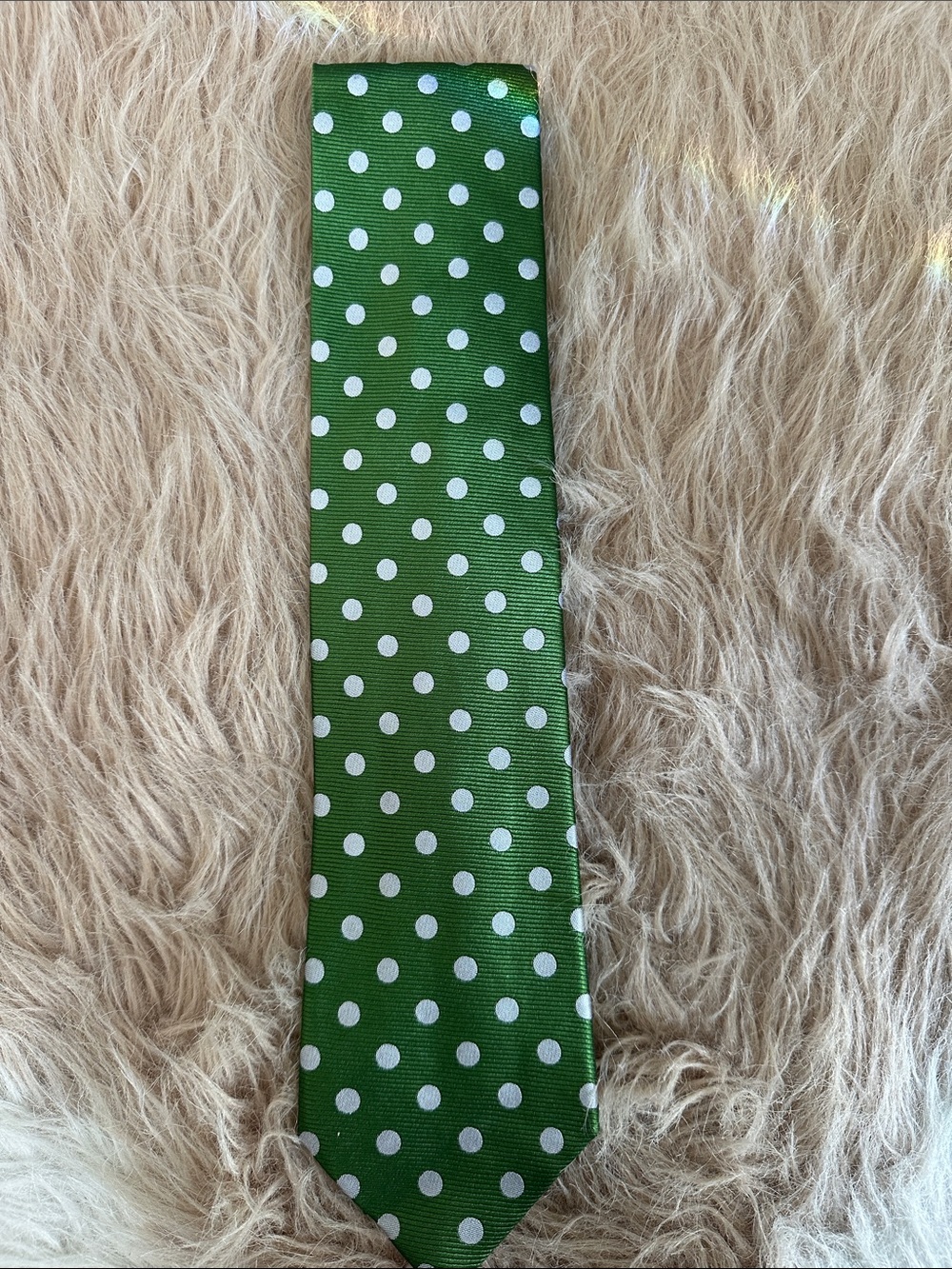 The Tie Bar Men's Green Polka Dot Tie - Classic Pattern